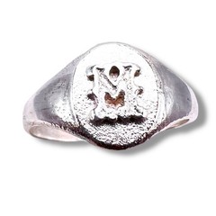 Initial Letter M Signet 925 Sterling Silver Child Woman Pinky Ring Size 3.25