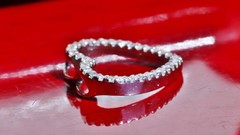 14k white gold pendant 0.09ct natural diamond open heart charm 0.66gr N2744A