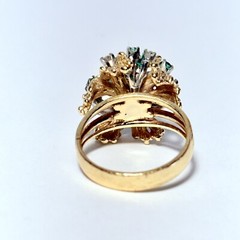 14K Yellow Gold 0.72ctw Emerald 0.60ctw Diamond Size 8.25 Cocktail Ring 9.6g