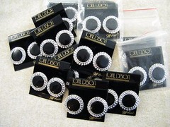 (13) NEW VINTAGE JEFF LIEB ~ SILVER TONE / BLACK ENAMEL ~ CLIP EARRINGS