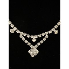Vintage Silver Tone Rhinestone Necklace Choker