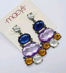 Art Deco Dangle Drop Chandelier Earrings Hippie Boho Asymmetrical 80’s 2.5 in