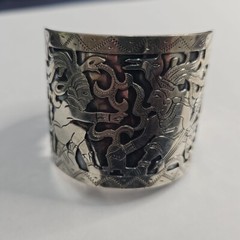 Vintage Reich Silver Guatemala Ornate Sterling Cuffs Bracelet 6.5in 62.1g H62