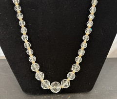 Faceted Graduating Crystal 20″ Necklace Hand Strung Amazing Shimmer