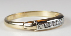 Antique Art Deco 1920’s Diamond Wedding Band 14KW/Y Ring Size 6 UK-L1/2