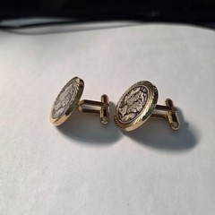 Vintage Cufflinks Made with Genuine Silver Mercury Dime 2.2 cm Dated 1944 & 1937