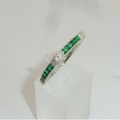 1890s Art Deco0.68 Cts Moissanite wedding ring, Vintage antique eternity ring