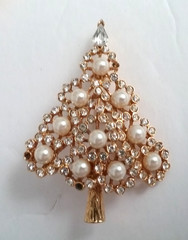 6 Vintage Napier Gerry KC Christmas Brooches Pins Gold Silver Tone Rhinestone