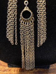 Vintage Gold Tone Fringe Tassel 21 in Necklace & Matching Earrings