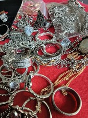 Estate Collection Silver Tone Jewelry Lot Rings Earrings mixed lot #10a (60 pcs)