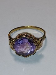 Antique Vintage 14K Gold Amethyst Ring size 6 2.7g English Hallmark AS IS