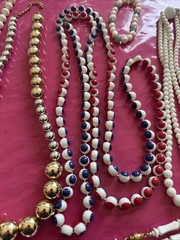 Lot Of Seven Vintage Bead Necklaces And One Bracelet All Nice Wearable Jewelry