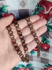 Antique NO CLASP Brass Bookchain Necklace Floral Stamped 14 1/2″