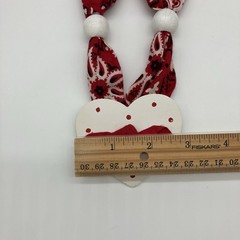 Vtg Necklace Red Bandana Scarf Heart Wood Pendant Western Cowgirl