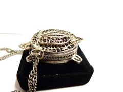 vintage silver filigree turtle hinged box necklace sz 36 in lg wgt 29.3 grams
