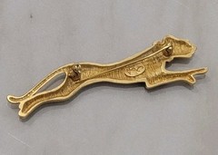 Vintage Jackie Collins Cougar Cheetah Jaguar Cat Brooch Green Rhinestone Eyes