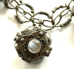 Antique Silver Etruscan Large Charm – Fob Bracelet