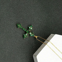 2Ct Art Deco Style Lab-Created Green Emerald Anniversary 14k Gold Finish Pendant