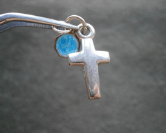 TINY Double Sided St Christopher & Silvertone Cross Vintage Charm Pendant 1.3g