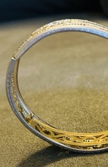 Cheever Tweedy Co Marked Hinged Bangle Bracelet Art Deco 1940-1949 Silver Gold