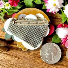 Handmade Assemblage Brooch Butterfly Heart Mixed Media Art Pin Vintage Buttons