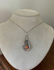 Vintage Polish Artisan Modernist 800 Silver & Coral Pendant – Hallmarked