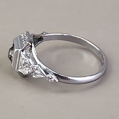 Vintage Art Deco Uncas Ring Paste Stone Silver Tone Antique 7