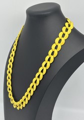 Vintage Napier Necklace of Bright Yellow Coated Enamel Chunky Chain Links Signed