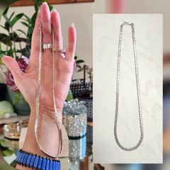 Vintage Herringbone 18″ Chain Necklace 15.4 Grams 14KGP White Gold Plated 3.17mm