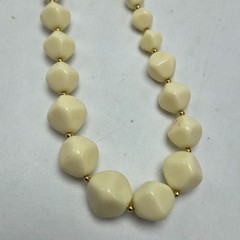 Signed Avon 1986 Modern Art Necklace Abstract Cream Beads Single Strand Vintage