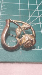 Gold Tone Heart Rose Brooch Pin Signed RDC Vintage 1.75″ X 1.25″