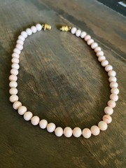 Vintage Les Bernard Pink Angel Skin Coral Beaded Choker Necklace 15” L