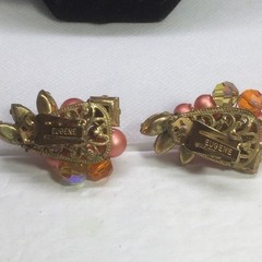Vintage Eugene Parure Necklace Clip Earrings Set Bead Rhinestone Cluster 1950’s