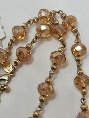 Signed 2028 NWT Faceted Crystal Beaded Necklace Champagne Gold Tone 16″-19″ Inch