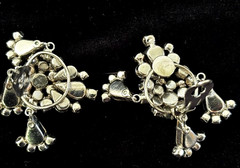 Fabulous Vintage Silver Tn BLUE AB Rhinestone Cluster Drop Clip Earrings AUSTRIA