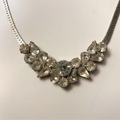 Vintage Lady Remington Rhinestone Silvertone Necklace