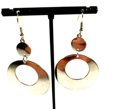Vintage Preowned Silver Color Dangling Circles Wires Pierced Earrings