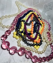 Lot Of 7 Vintage Beaded Necklaces Colorful Retro Lucite & More Statement Jewlery