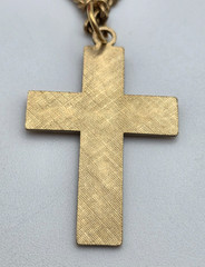 Vintage Artisan 12K Gold Filled Cross Necklace Diamond Accent 20in Curb Chain