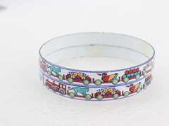 8.25″ Vintage Set of 2 Marlene Austria Enamel Bangle Bracelets Modernist