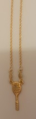 Gorgeous VTG Tennis Racket & Ball Charm Necklace Chain+ Pendant Taiwan Gold 👀
