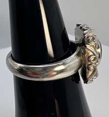Vintage Sterling Silver 925 Ornate Filigree Bezel Amethyst Ring