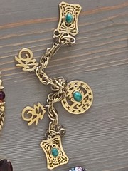 Vintage Hattie Carnegie Bracelet with Faux Jade Accents Charms