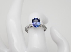 Estate $6000 3ct Natural Tanzanite VS G Diamond 18k White Gold Ring Band