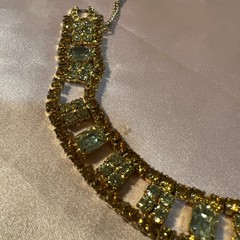 VTG Weiss Goldtone Crystal Peridot Green Topaz Tennis Bracelet-AS IS see Pics
