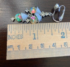 Vintage Silver Tone Earrings Crystal Rhinestone Aurora Borealis AB