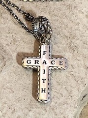 30. John Hardy jai 925 Ster Grace Faith Hammered cross Enhancer pendant 35-17mm