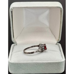 925 Sterling Silver Red Garnet Color Filigree Ring Size 6.25 2g