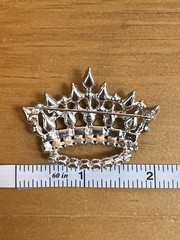 Vintage B David Crown Pin Aurora Borealis Royal AB Brooch