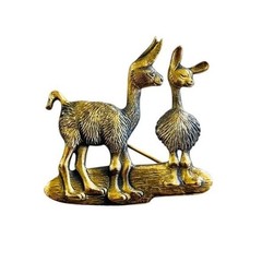 VTG Llama Alpaca MFA signed Brooch pin Museum of Fine Arts Gilt Brass Metal